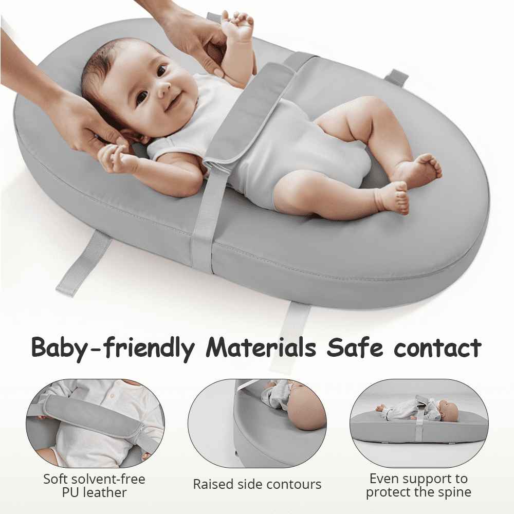 Baby Changing Pad, Caveen Baby Changing Station for Diaper Change and Dresser, with Waterproof Wipe-Clean PU Cover and Non-Slip Bottom, Portable, Grey