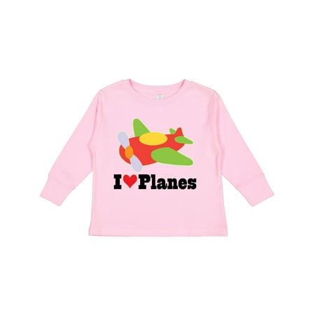

Inktastic I Love Planes Cute Airplane Gift Toddler Boy or Toddler Girl Long Sleeve T-Shirt
