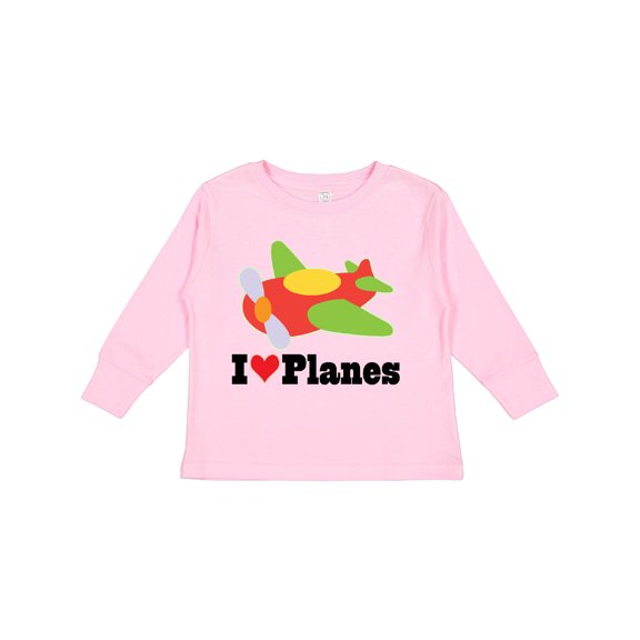 Inktastic I Love Planes Cute Airplane Boys or Girls Long Sleeve Toddler T-Shirt