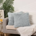 thumbnail image 6 of Unique Bargains 4 Pcs Solid Throw Pillow Covers Soft Plush Decorative Covers Light Grey/Claret 18" x 18", 6 of 6