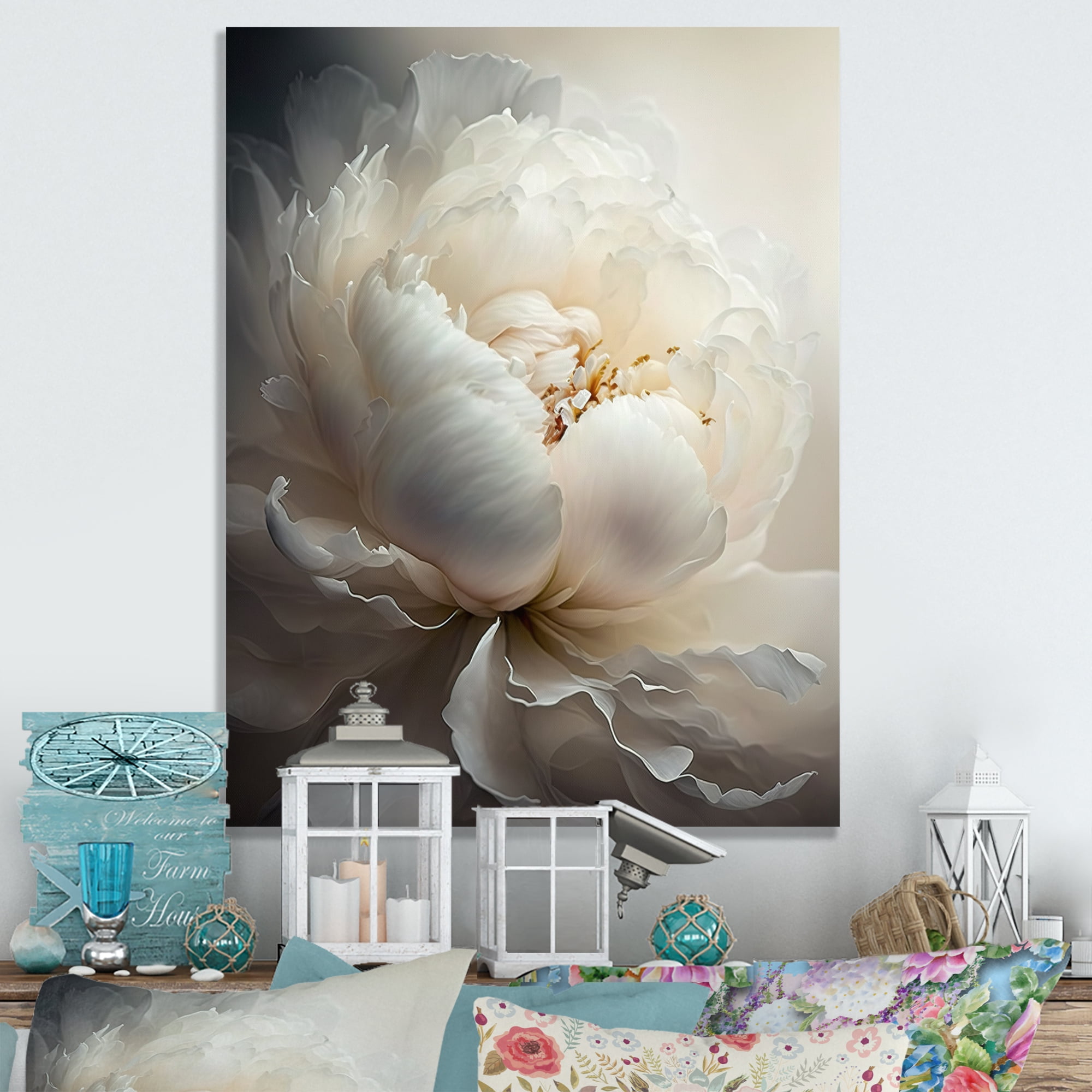Designart Peony Flower VII Canvas Wall Art