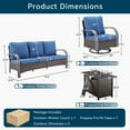 thumbnail image 7 of Unnifurnzi 4 Pieces Patio Furniture Set with Fire Pit Table-Outdoor Swivel Glider Rocking Chair with Outdoor Couch Patio Furniture Sets for Deck Porch Garden Poolside Backyard-Brown/Blue, 7 of 7