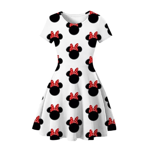 2022 vestido informal de verano para niñas, ropa con estampado de dibujos animados de Mickey Minnie Mouse, ropa para niños pequeños, linda princesa, trajes diarios zhangmengya unisex