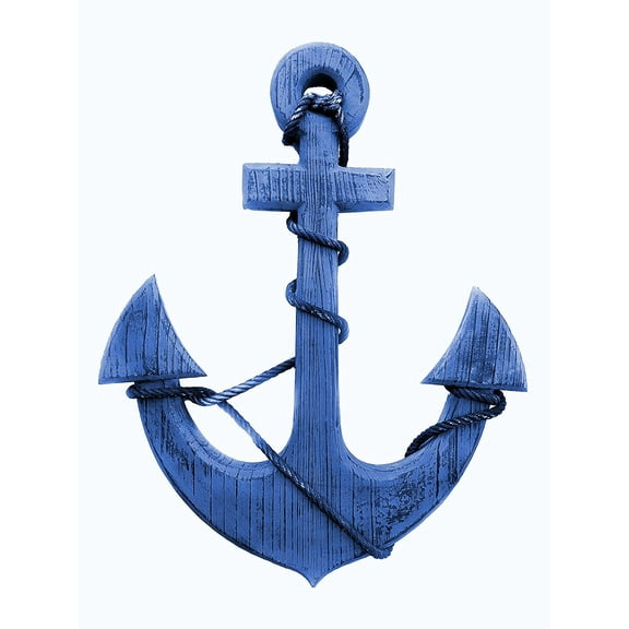 Nagina International Antique Light Blue Pine Wood Anchor With Rope | Maritime Pirate Decor Gift (12 x 8 x 1.2)