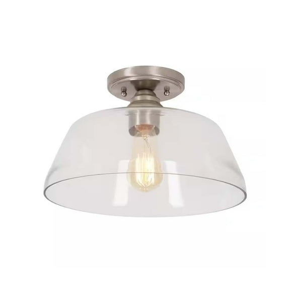 Catalina Lighting Catalina 13"W 1-Light Semi Flush Mount Vintage Brushed Nickel Light Fixture