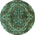 thumbnail image 1 of Ahgly Company Machine Washable Indoor Round Persian Turquoise Blue Traditional Area Rugs, 5' Round, 1 of 4