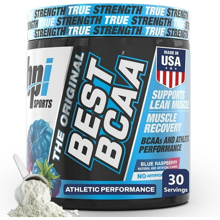 BPI Sports Best BCAA Powder, Blue Raspberry, 10.58 oz, 30 Servings, Amino Acids for Muscle Recovery