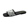 thumbnail image 2 of AXXD Women White Sandals Clearance 8.5 Summer Flat Sandals Comfortable Shoes Polka Tulle Open Toe, 2 of 6