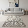 thumbnail image 2 of HomeRoots 676952 5 x 8 ft. Taupe & Ivory Damask Washable Machine Made Rectangle Area Rug with UV Protection, 2 of 9