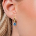thumbnail image 3 of Gem Stone King 10K Yellow Gold Persian Blue Moissanite and Lab Grown Diamond Earrings for Women | 2.05 Cttw | Gemstone Birthstone | Round 6.5MM, 3 of 6