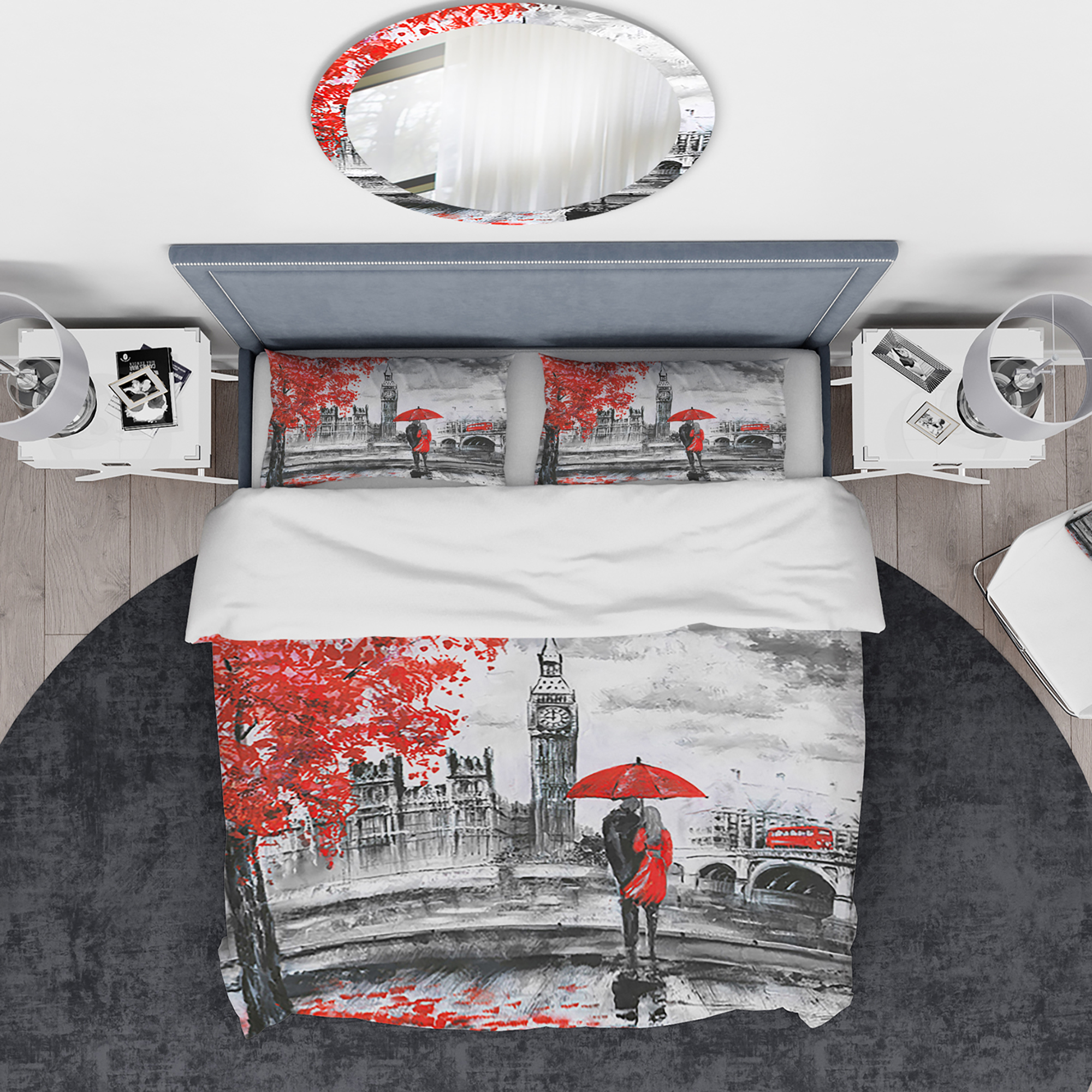 Designart 'Couples Walking in Paris' London UK Duvet Cover Set