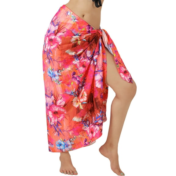 LA LEELA Women's Summer Swim Cover ups Skirt Beach Wraps Pareos Sarongs Coverups Beachwear Vacation Women Sarong for Swimwear One Size Pink, Floral
