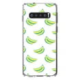thumbnail image 1 of DistinctInk Clear Shockproof Hybrid Case for Samsung Galaxy S10 (6.1" Screen) - TPU Bumper, Acrylic Back, Tempered Glass Screen Protector - Summer Graphics - Banana Pattern - Yellow, 1 of 2