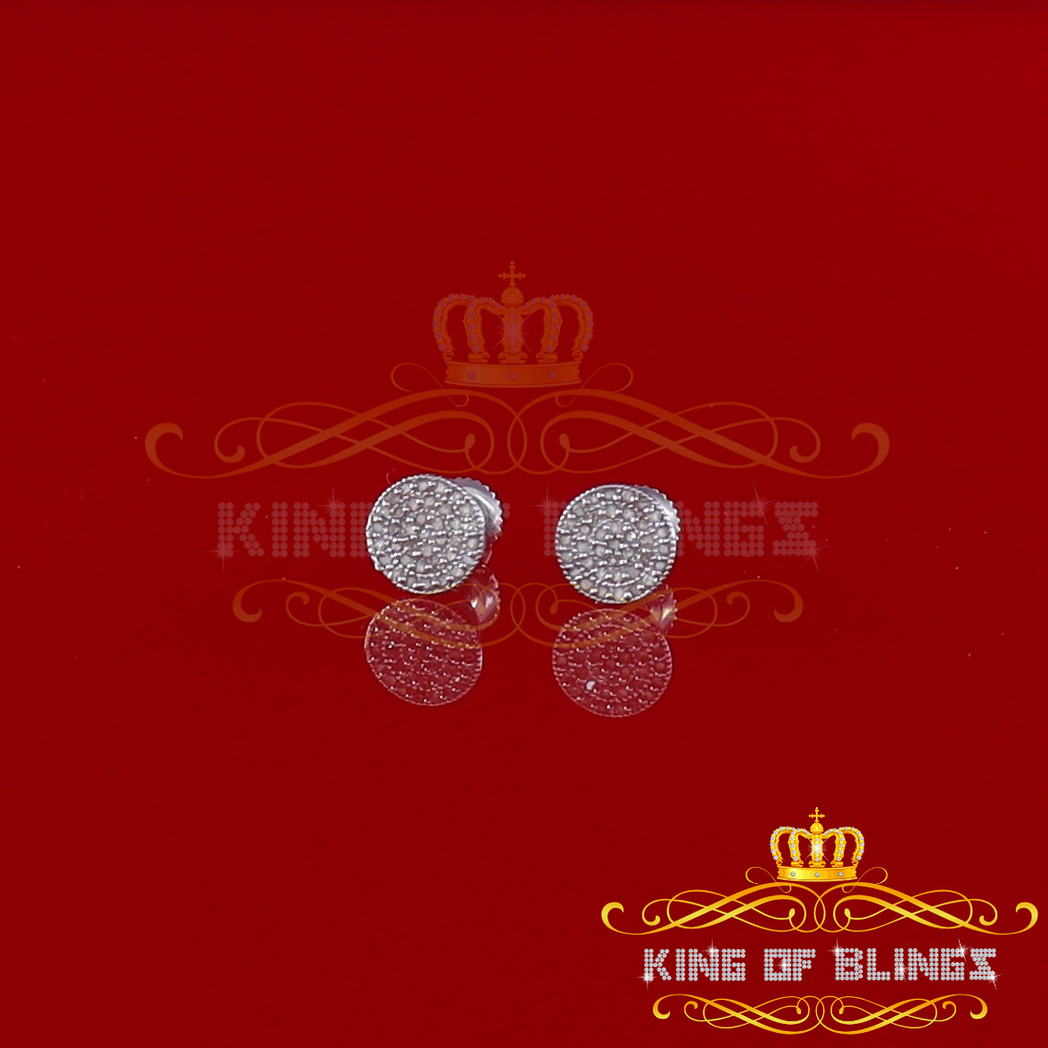 King of Bling's 925 Sterling Silver White 0.20ct Diamond For Men's/Women's Stud Round Earrings