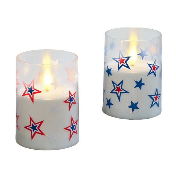 Battery-Operated LED Candles, Warm White, 4", 2 Count, Patriotic by Way To Celebrate