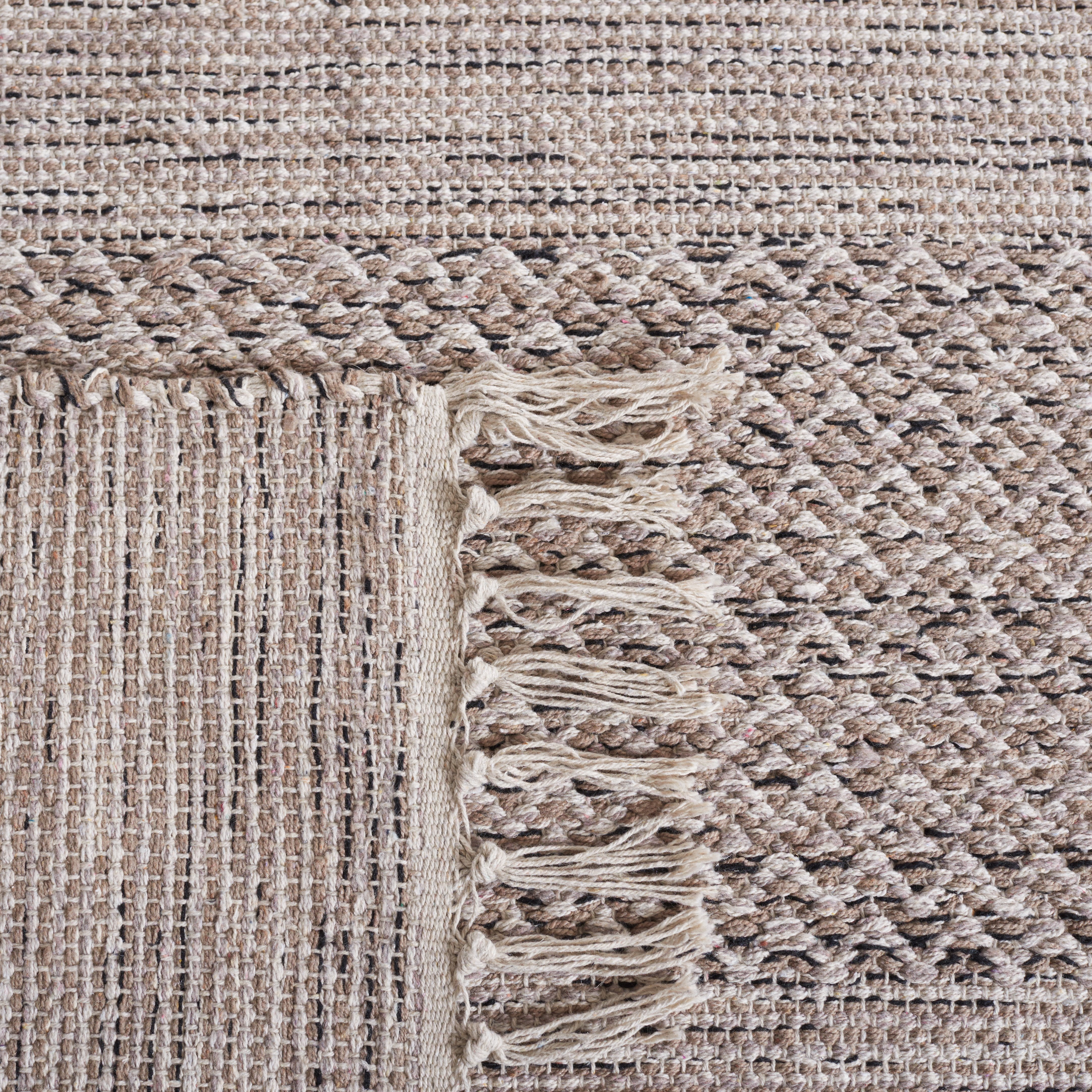 SAFAVIEH Montauk Karlene Geometric Cotton Area Rug, Ivory/Steel Grey, 10' x 10' Square
