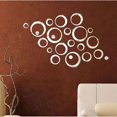thumbnail image 4 of Pegatinas de pared con espejo de cristal acrílico 3D, círculos redondos, calcomanías de pared extraíbles, bricolaje, decoración del hogar para dormitorio y sala de estar (plata), 4 of 4