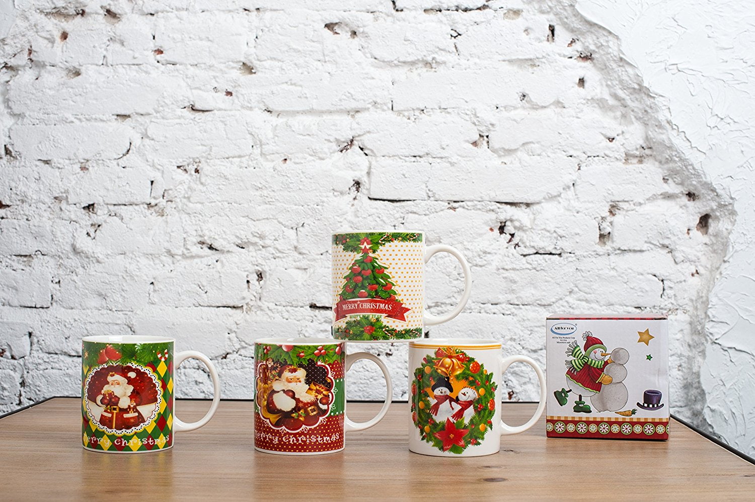 All For You X974 Christmas New Bone China Mug with Christmas Gift Prints Santa , Christmas... by All For You Home