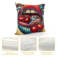 thumbnail image 4 of Leisuo Retro Groovy 90s Aesthetic Cherry Flaming Funky Throw Pillow Cover for Style Room Trendy Preppy Room College Dorm,Gifts for Women Teens Girls White, 4 of 5