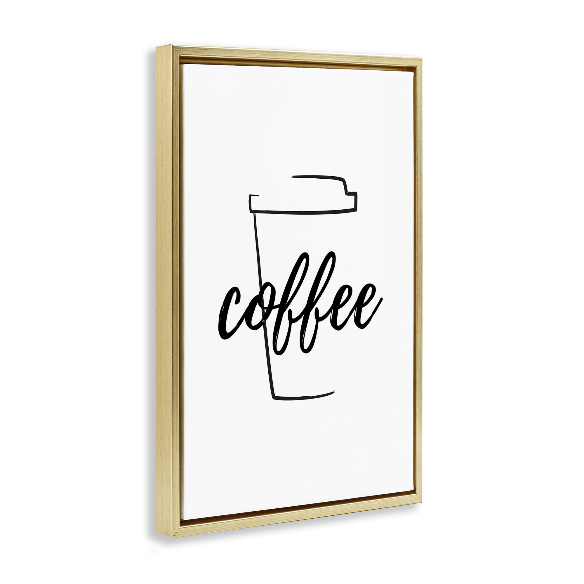 Stupell Industries Minimal Coffee Cup Food & Beverage Painting Gold Floater Framed Art Print Wall Art, 21 x 31