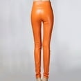 thumbnail image 4 of JJHGVB Faux Leather Leggings Fleece Lined Pants High Waisted Leggings for Women Dressy Pants Trousers Pants for Women Petite Womans Pants Tall Pants for Women Long Orange L, 4 of 5
