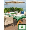 thumbnail image 4 of Outdoor Tablecloth with Umbrella Hole and Zipper, St. Patrick's Day Rectangle Table Cloth 60x102 Inch Waterproof Tablecloth, Green Shamrock Buffalo Plaid Spring Picnic Table Cover for Patio Camping, 4 of 7