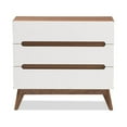thumbnail image 3 of Baxton Studio Calypso Mid-Century Modern White and Walnut Wood 3-Drawer Storage Chest, 3 of 7