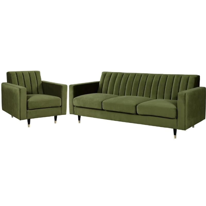 Home Square 2Piece Furniture Set with Velvet Accent Chair and Sofa in