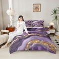 thumbnail image 5 of Feelyou Chic Glitter Marble Bedding Comforter Set, Abstract Ombre Plum Twin Comforter Sets, Fashion Marbling Theme Reversible Bedding Set, Super Cozy Room Decor, 2pcs, 5 of 9