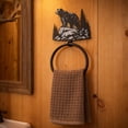thumbnail image 6 of Black Bear on Rock Towel Ring – Wall Mounted Hand Towel Holder, Black Metal Rustic Cabin Wildlife Design – Lodge, Mountain, Outdoor-Themed Bathroom Decor – Housewarming Gift for Cabin Owners, 6 of 9