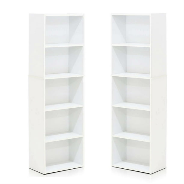 Furinno 5-Tier Reversible Color Open Shelf Bookcase , White/Green 