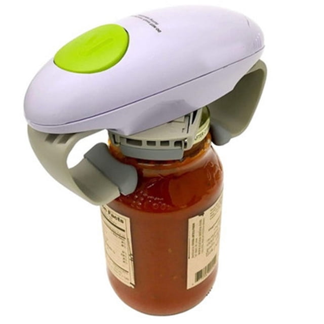 Abrelatas eléctrico - Aparato de cocina resistente para sellar latas - Abrelatas automático manos libres con menos fuerza de apertura (botón blanco, verde)