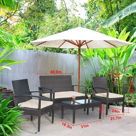 Wicker Patio Furniture 4 Piece Patio Set Chairs Wicker Sofa Outdoor