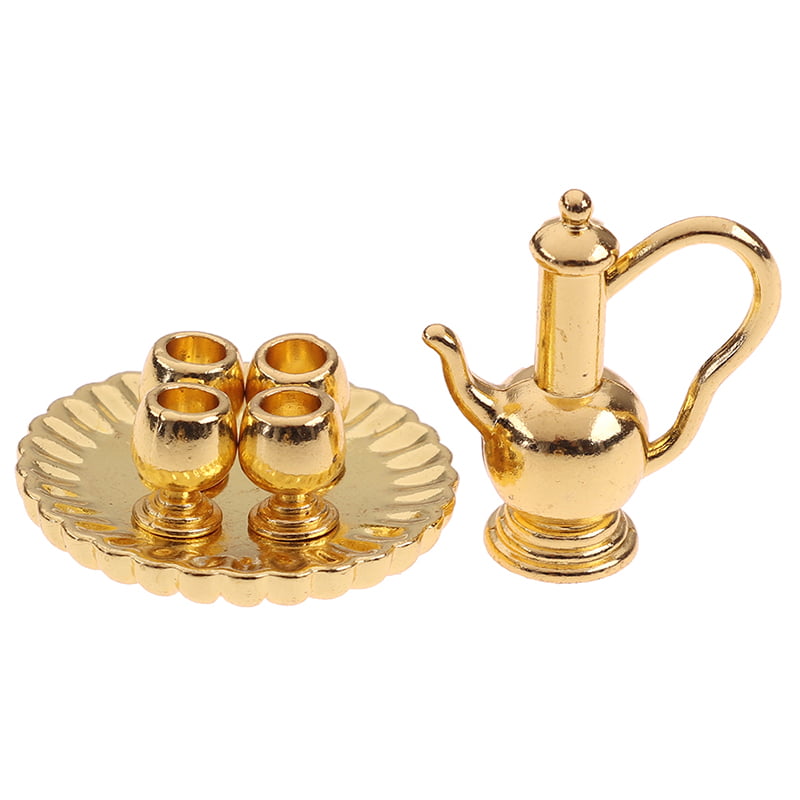 12 Dollhouse Miniature Metal Tea Set Teapot Cup Plate Furniture Toyha 1 