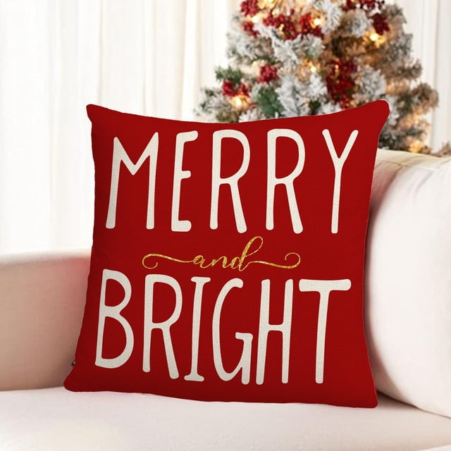 Puntoco Liquidación De Adornos Decorativos Navideños Funda De Almohada Navideña Con Estampado De Piel De Melocotón Funda De Almohada De Alce De Árbol De Navidad Funda De Cojín Para Sofá Cama Tamaño 17