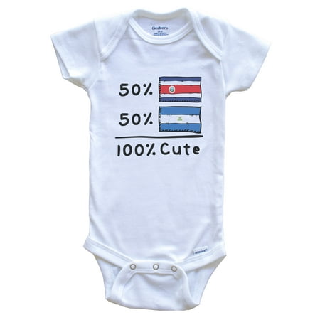 

50% Costa Rican Plus 50% Nicaraguan Equals 100% Cute Costa Rica Nicaragua Flags Baby Bodysuit