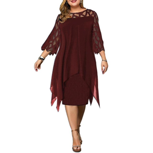 Robe Midi Grande Taille pour Femmes, Décontractée, Cocktail, Été Automne