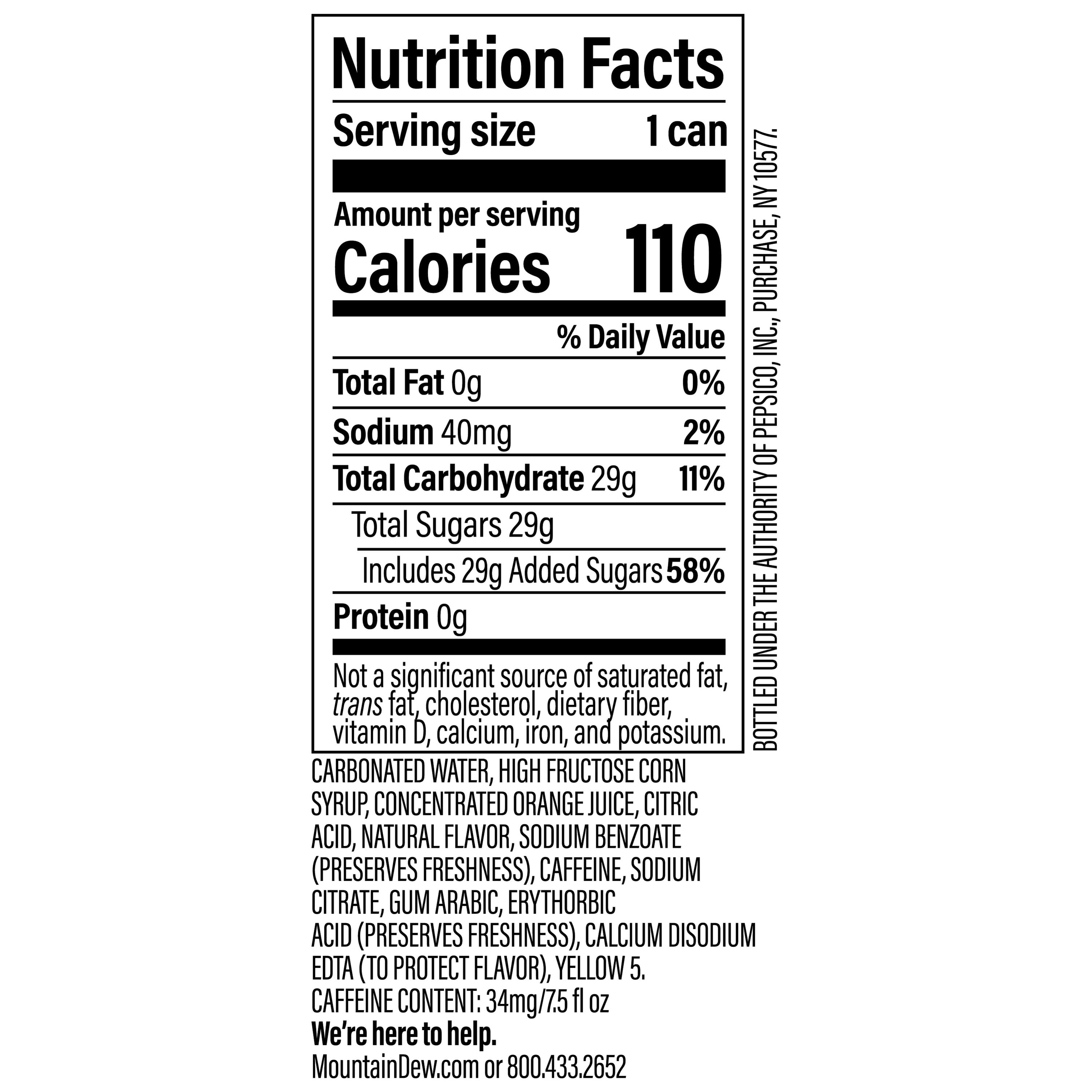 (2 pack) Mountain Dew Soda Citrus Pop, 7.5 fl oz 6 Pack, Paperboard, Allergens not contained