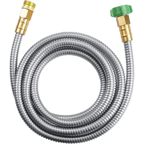 Manguera de jardín de metal de acero inoxidable 304 con accesorios de latón, manguera de agua resistente, sin torceduras y flexible (manguera de acero inoxidable, 5 pies)