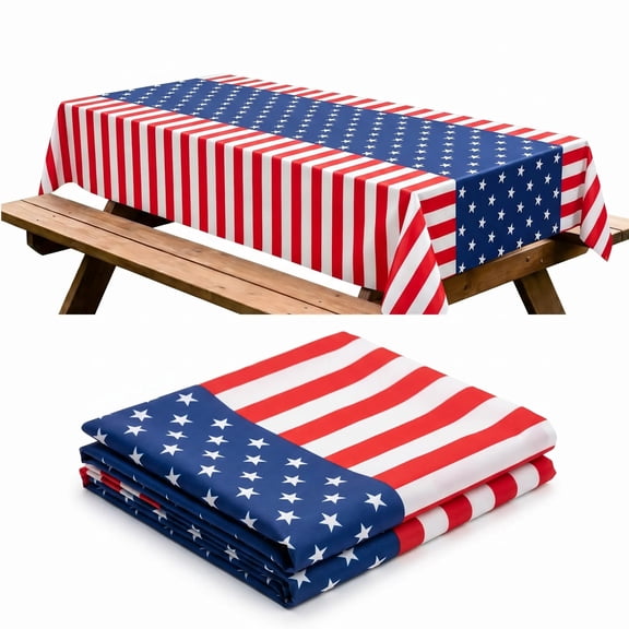 Tumao 2 Pack Patriotic Tablecloths 4th of July Decorations, Disposable Plastic Tablecloths 54"x108", American Flag Patriotic Theme Kit for Independence & Celebrations Decorations