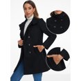 thumbnail image 2 of DARING DIVA Women's Stand Collar Pea Double Breasted Trench Coats Black XS, 2 of 6