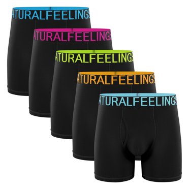 Natural Feelings Men's Boxer Briefs 5-Pack – 95% Cotton With Pouch, No Fly, Anti-Chafing