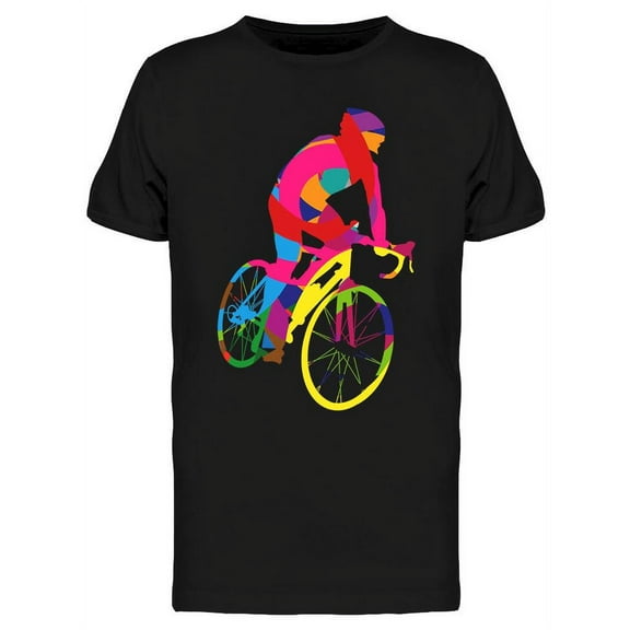 Abstract Colorful Cyclist Design T-Shirt Men -Image by Shutterstock, Male 3X-Large