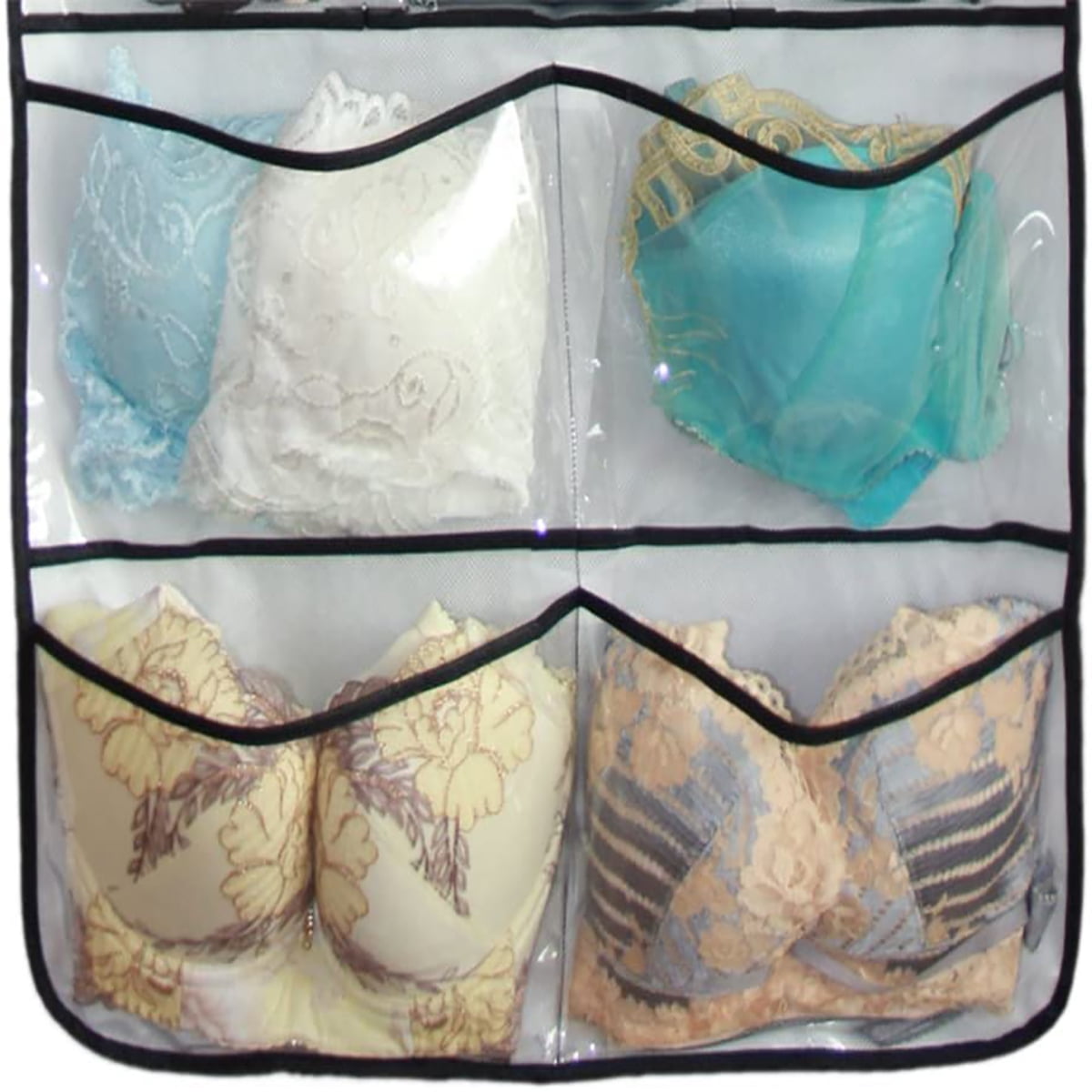 Kepooman Dual-Sided Hanging Closet Organizer with 42 PVC Pockets & Metal Hanger for Bra Underwear Underpants Socks, White Kepooman Dual-Sided Hanging Closet Organizer with 42 PVC Pockets & Metal Hanger for Bra Underwear Underpants Socks, White