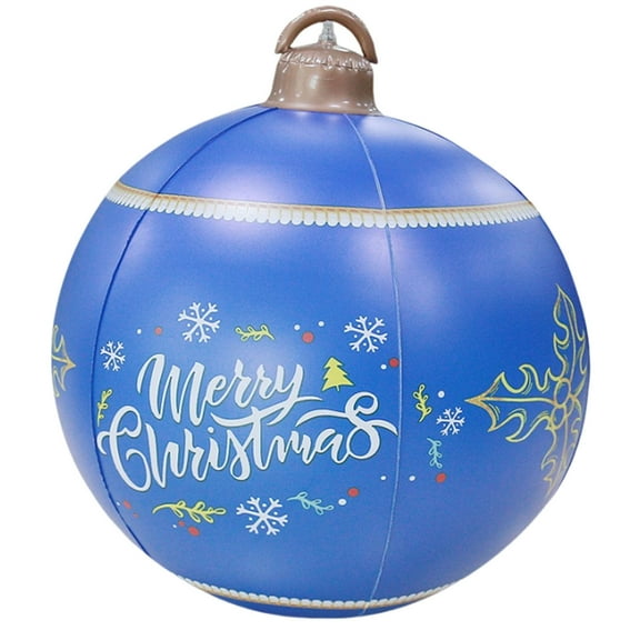HCBY solid Giant Inflatable Christmas Ball with "Merry Christmas", PVC Blow Up Ornament for Outdoor Yard, Lawn, and Porch Holiday Decor Gift idea(Blue,23.62")