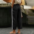 thumbnail image 6 of Hurxie Women Side Stripe Pants Y2k Elastic Waist Wide Leg Baggy Track Pant Lace Trim Parachute Pants with Pockets Black,XL, 6 of 7