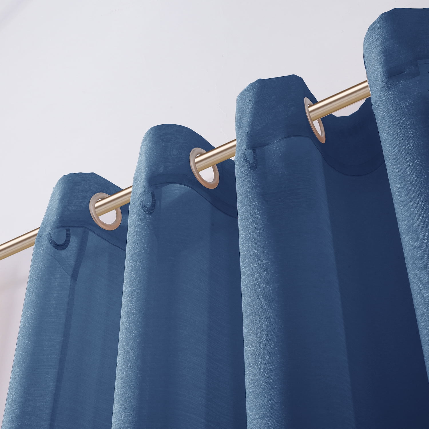 Dainty Home Malibu Textured Semi-Sheer Linen Look Grommet Top Curtain Set Of 4, 54" x 84" each (Covers Two Windows)