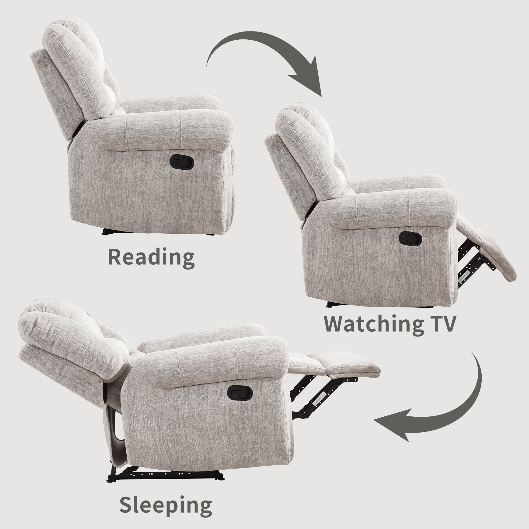 Bonzy Home Premium 2-Pack Recliner Chair Set, Soft Faux Leather, Manual Reclining Sofa for Living Room & Bedroom,White