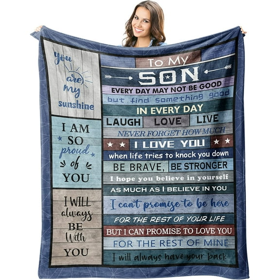 Fathers Day Son Gifts Blankets, Gifts for Son, Son Gifts from Mom/Dad, Son Birthday Gifts Throw Blanket 60" X 50", Adult Son Gift Ideas, Graduation Gifts for Grown Son, to My Son Gifts