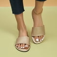 thumbnail image 3 of Mepaouo Women's Flat Sandals Open Toe Slip on Leather Slide Comfortable Fashion Beach Slippers Shoes, 3 of 8